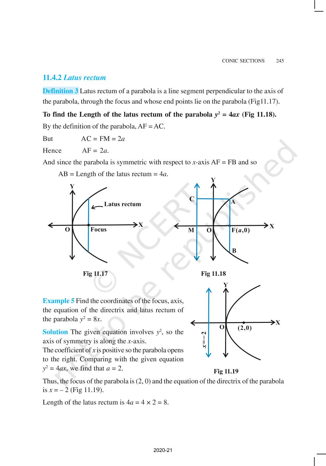 Conic Sections NCERT Book Of Class 11 Mathematics